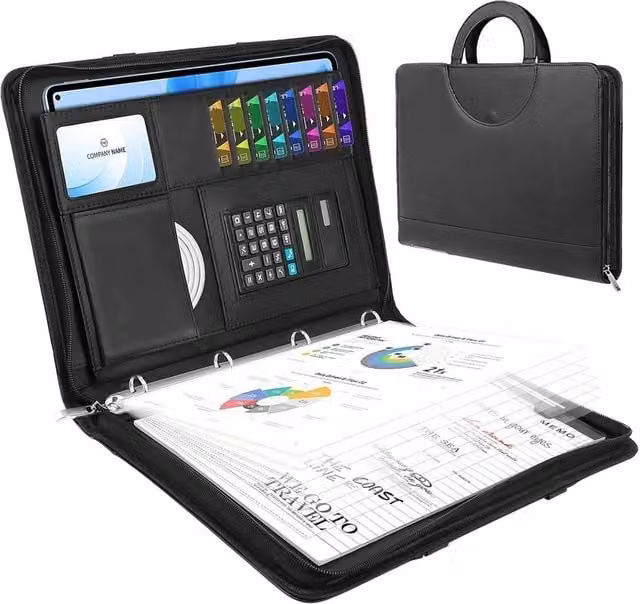 KORVIXA A4 Conference Portfolio Folder Planner in Black – 1