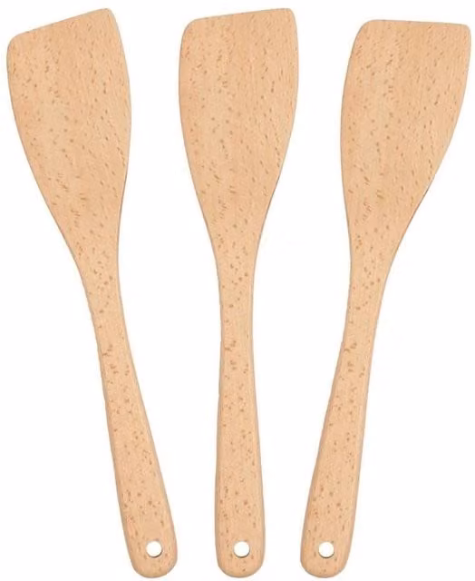 Havendro Set of 3 Brown Wooden Spatulas with 30 cm Long Handles, Heat Resistant and Non-Scratch for Non-Stick Cookware – 1