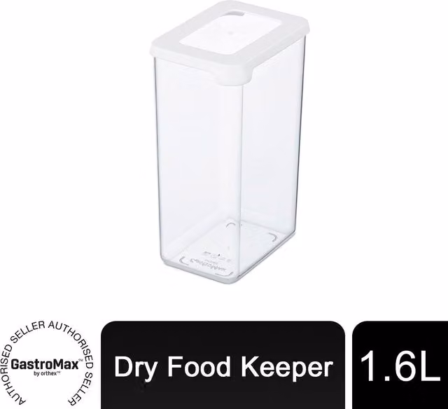 GastroMax Airtight Stackable Dry Food Keeper, BPA Free, Transparent, 1.6 l – 1