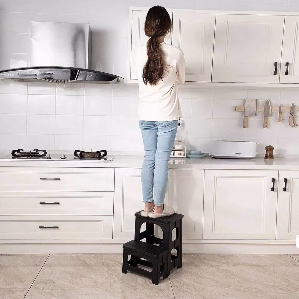 FLAVORA 2 Step Folding Non Slip Heavy Duty Step Ladder in Black W/D/H: 52 x 52 x 52 cm – 4