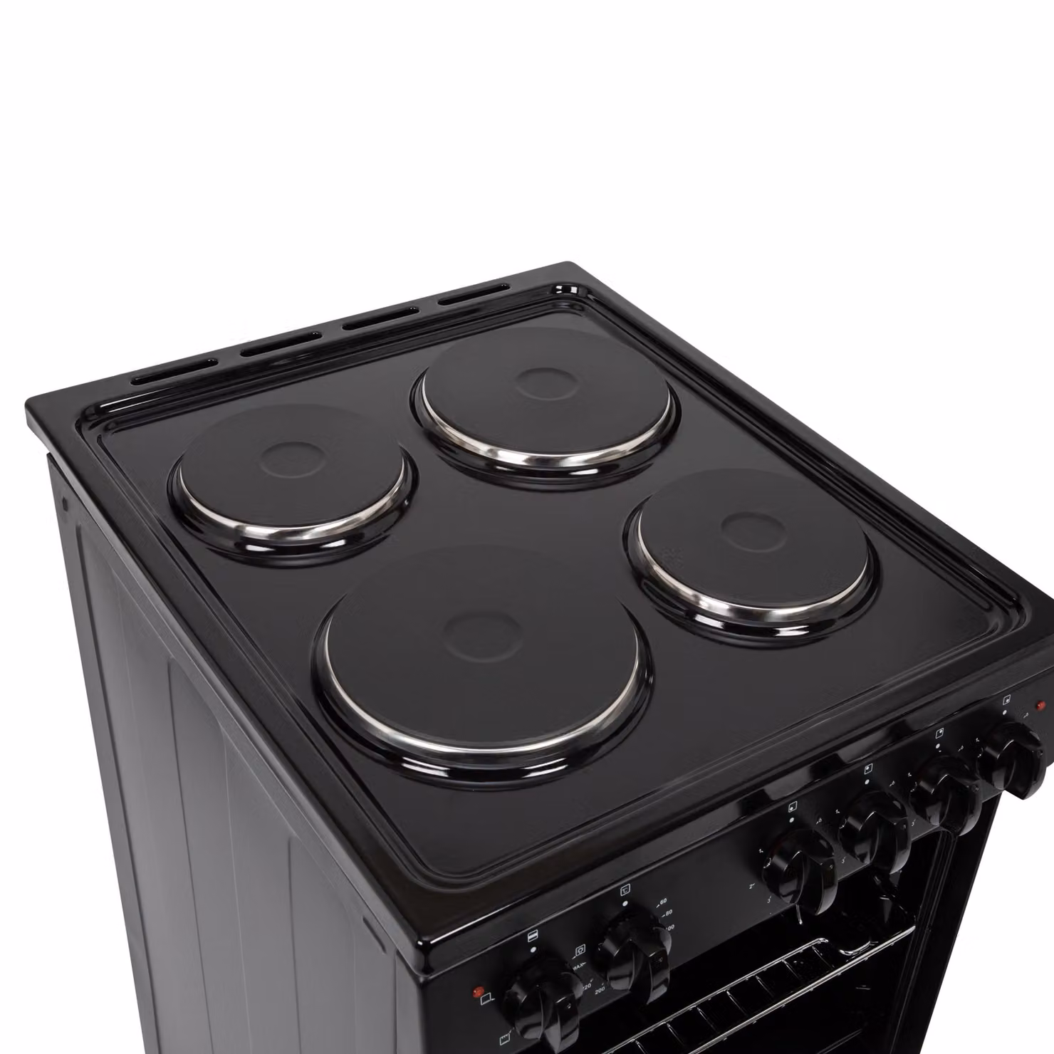Willow WE50SSB 62L Freestanding Electric Single Cavity Cooker with Solid 4 Zone Plate Hob, Black, W: 50 cm, H: 90 cm, D: 60 cm – 3
