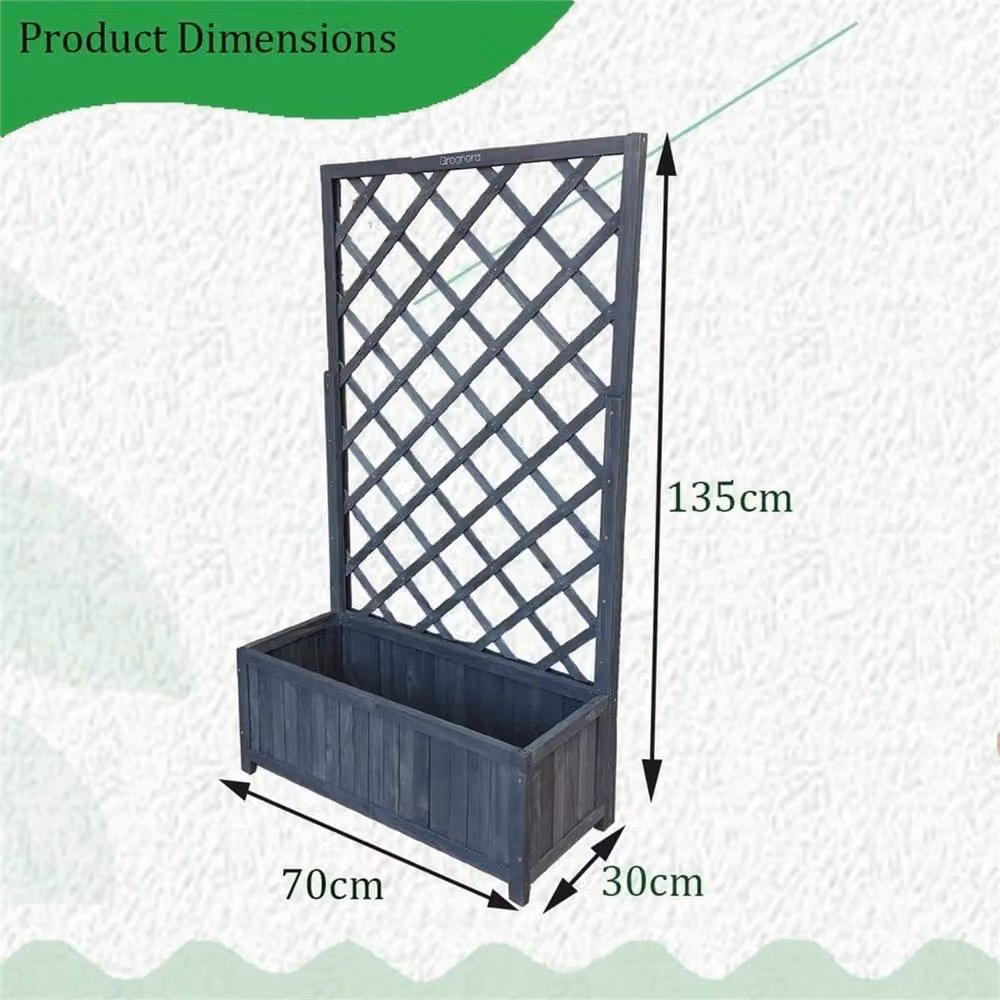 Nordara Grey Wooden Rectangular Planter with Lattice Trellis, W/D/H: 135 x 70 x 30 cm – 2