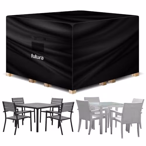Futura Waterproof Square Garden Furniture Cover in Black, W/D/H: 250 x 250 x 90 cm