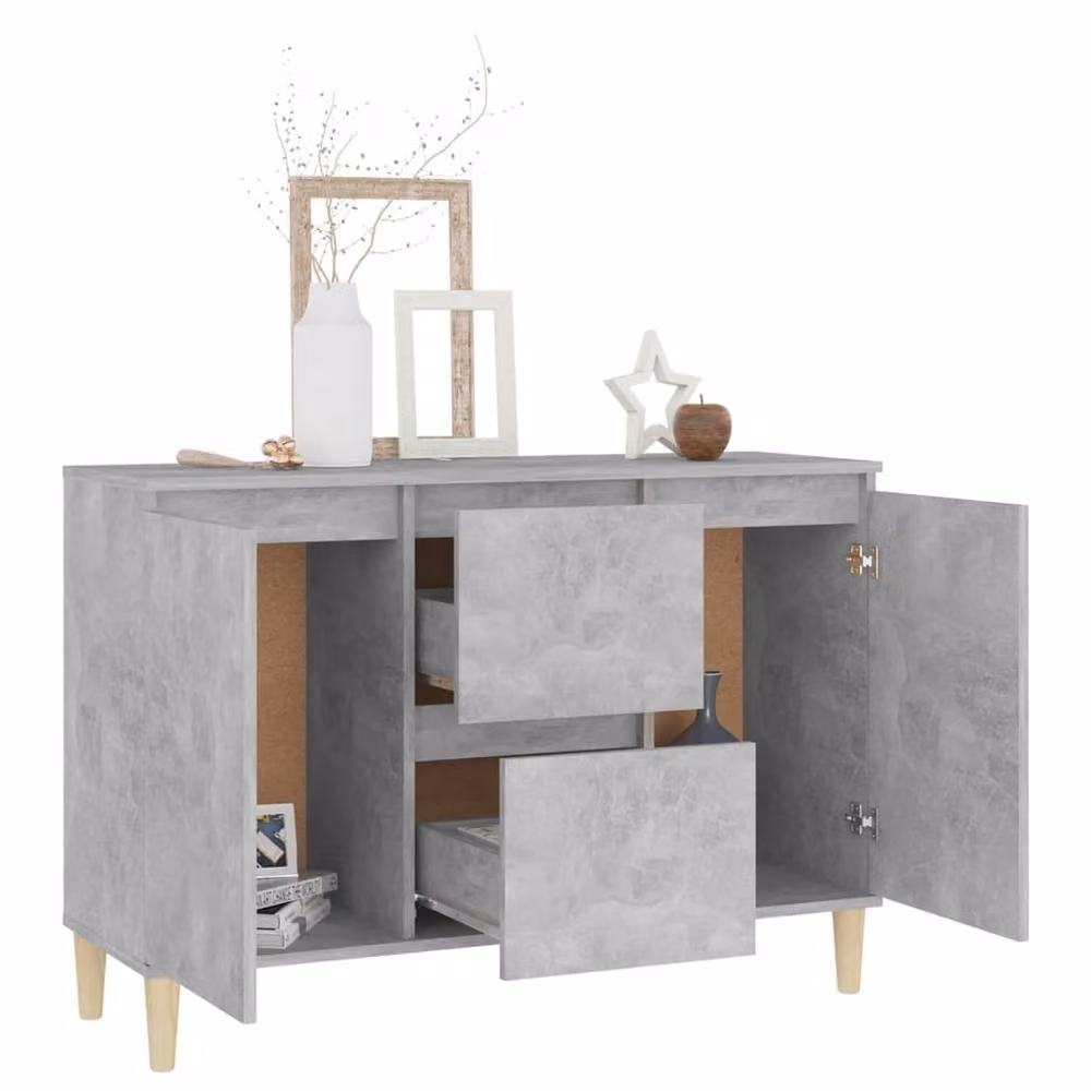 Berkfield Home Modern Sideboard in Concrete Grey, W/D/H: 103.5 x 35 x 70 cm – 2