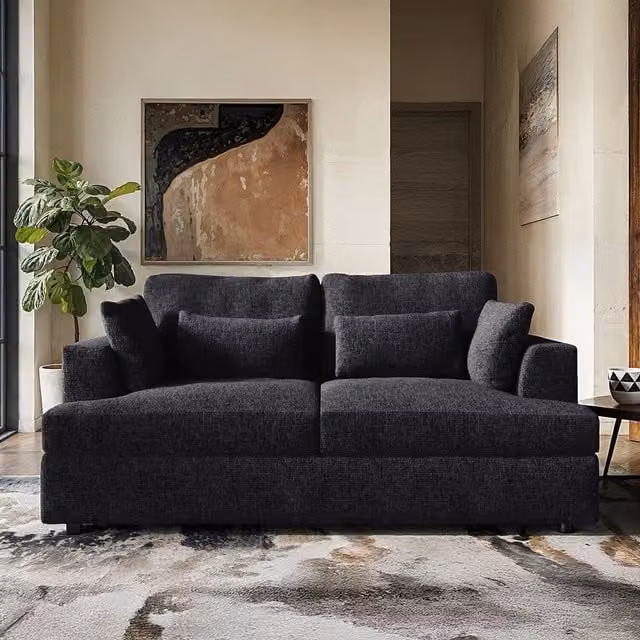 SolaceCo Drew 2 Seater Chenille Sofa in Anthracite Grey