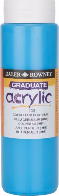 Daler Rowney Graduate Acrylic Paint Coeruleum Hue, 500ml, Blue/Turquoise