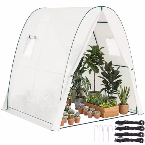 Outsunny White Portable Greenhouse Gardening Plant Hot House with W/D/H: 180 x 180 x 200 cm – 1