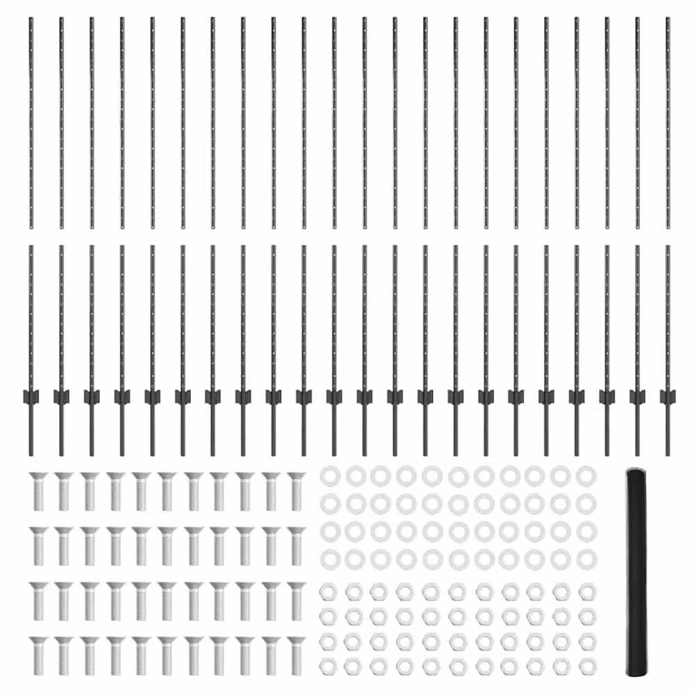 Berkfield Home 22-Piece Grey U-Channel Galvanised Steel Fence Posts, Height: 160 cm – 2