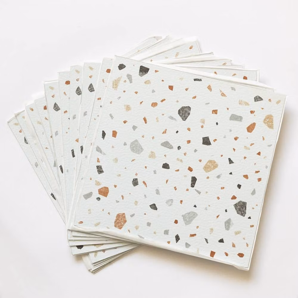 FloorPops Terrazzo White Self Adhesive Vinyl Floor Tiles, Pack of 10 (0.93sqm), W/D/H: 30.48 x 30.48 x 30.48 cm – 2