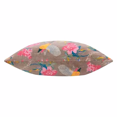 Wylder Aviary Cotton Velvet Country Garden Bird Decorative Cushion, Mink, W/D/H: 50 x 50 x 50 cm – 2