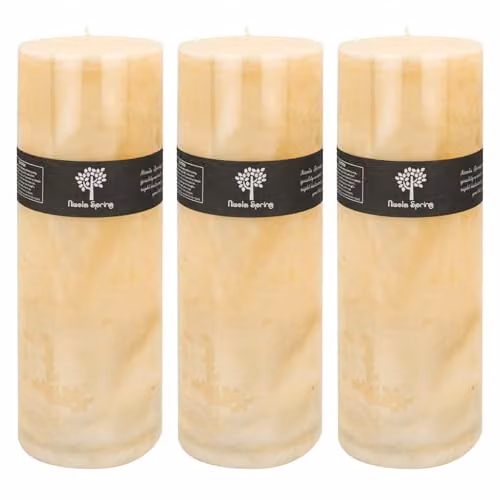 Nicola Spring Vanilla Scented Pillar Candles, Beige, Pack of 3 – 1