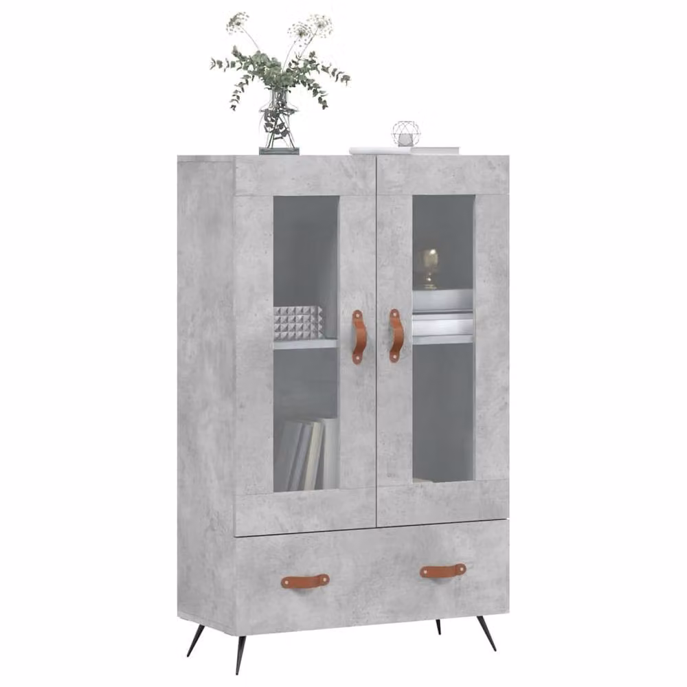 Berkfield Home Modern Highboard in Concrete Grey with Glass Doors, W/D/H: 69.5 x 31 x 115 cm – 3