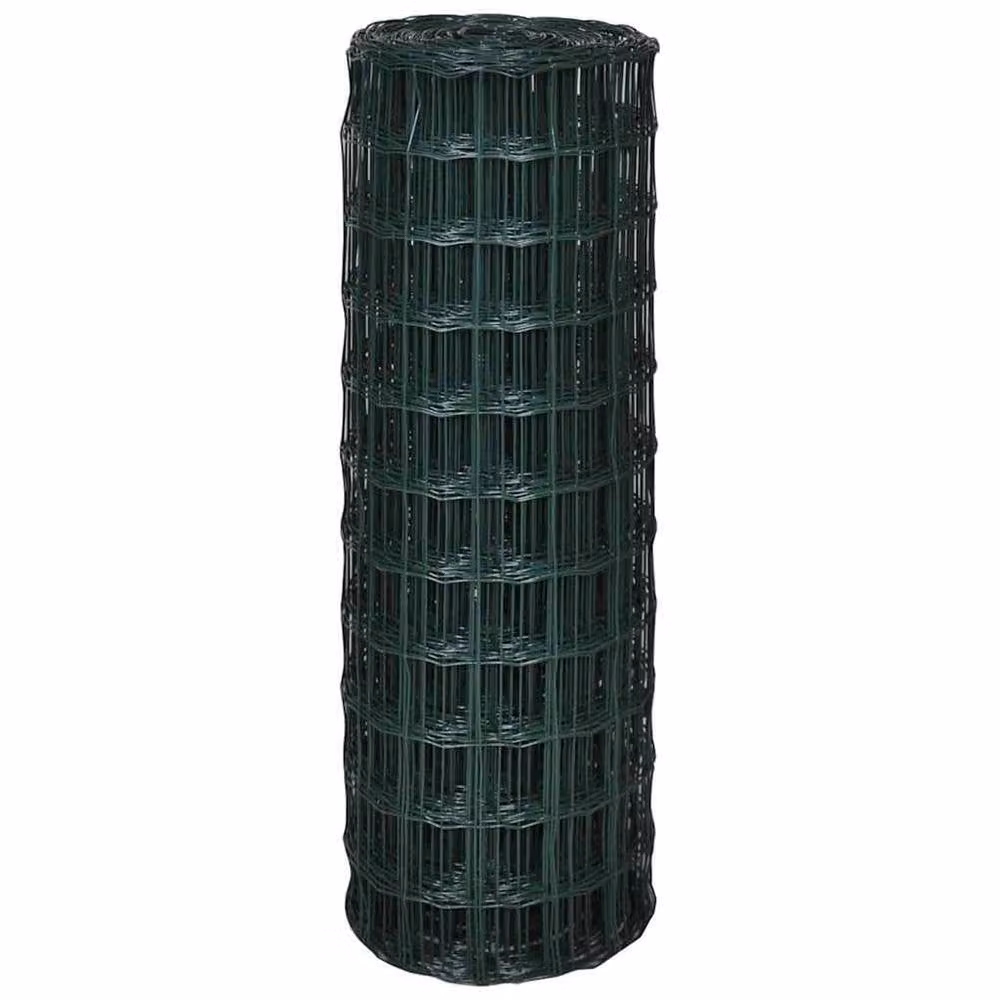 Berkfield Home Euro Fence PVC-Coated Steel Fencing, Green, W: 10 m, H: 1.5 m – 3