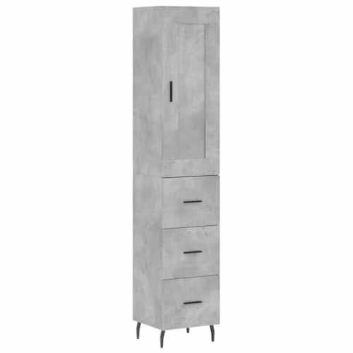 vidaXL Modern Highboard in Grey with Hinged Doors and Internal Shelves, W/D/H: 34.5 x 34 x 180 cm – 1