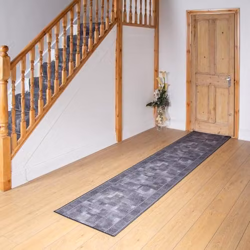 runrug Loop Pile Hallway Runner Rug in Grey, W/D/H: 80 x 360 x 0.54 cm – 1