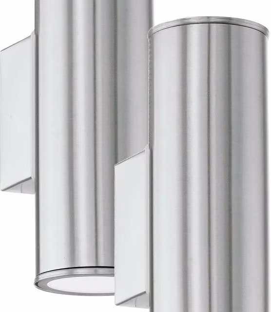 Loops 2 Pack Stainless Steel IP44 Outdoor Wall Light, Silver Up and Down Porch Lamp with GU10 Socket – 1