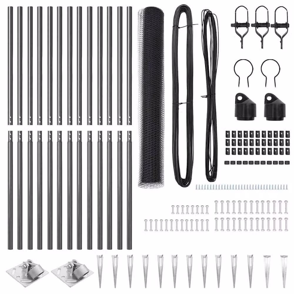 Berkfield Home Modern Fencing Set of 2, Grey PVC Coated Steel, W: 25 m, H: 1.2 m – 5
