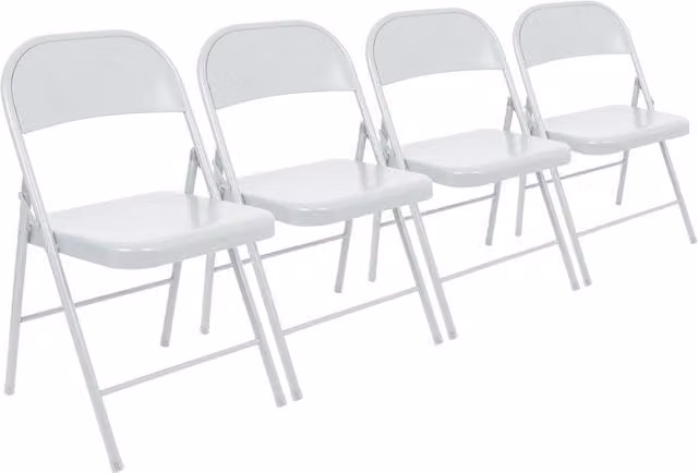 Harbour Housewares Pack of 4 White Matt Metal Stackable Folding Chairs