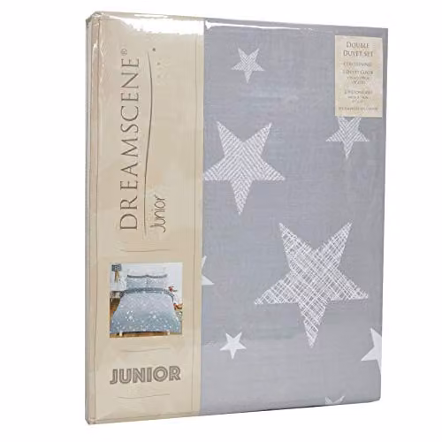 Dreamscene Galaxy Stars Reversible Kids Duvet Cover and Pillowcase Bedding Set, Silver Grey, 140 x 200 cm – 3