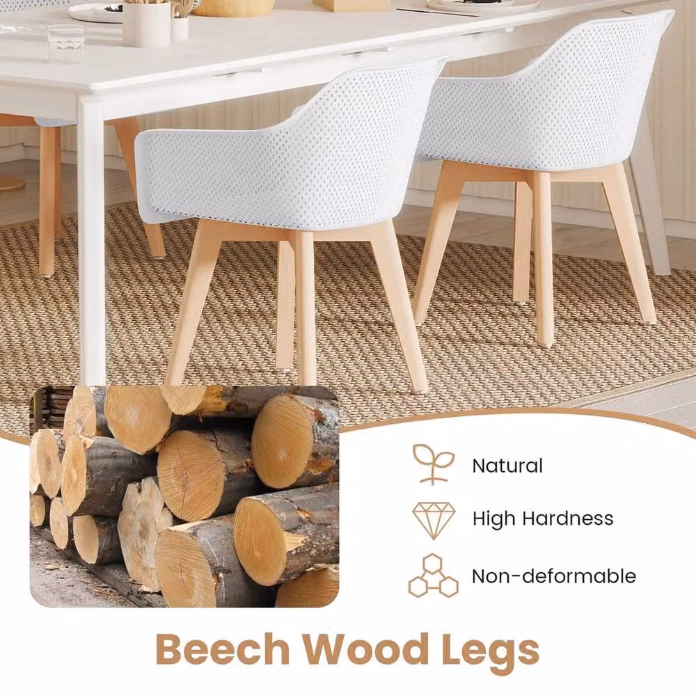 VOGREX Set of 2 White Modern Arm Accent Chairs for Kitchen, Dining Room or Home Office – 3