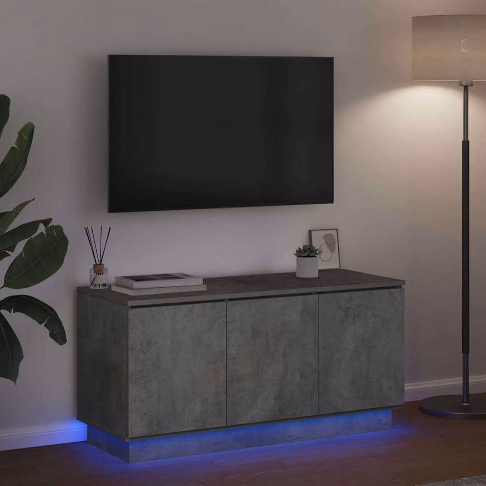 Berkfield Home Modern TV Cabinet in Concrete Grey, W/D/H: 100 x 38 x 49 cm – 3