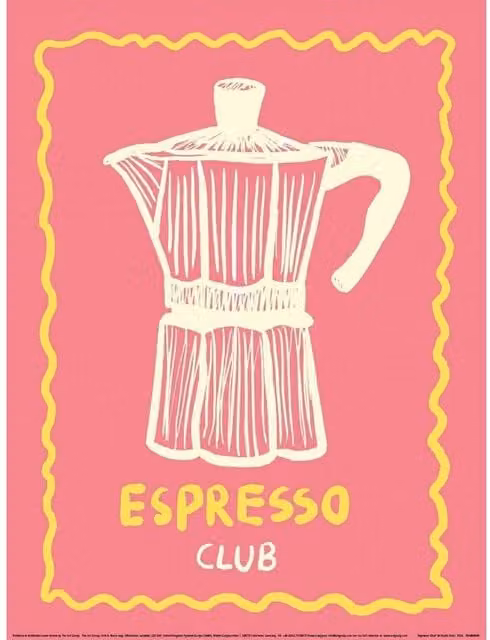 Studio Dolci Espresso Club Abstract Typography Paper Poster in Dusty Pink