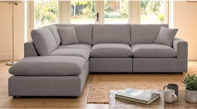 Artemis Home Cotleigh Reversible 5-Piece Modular L-Shape Corner Sofa in Grey Fabric