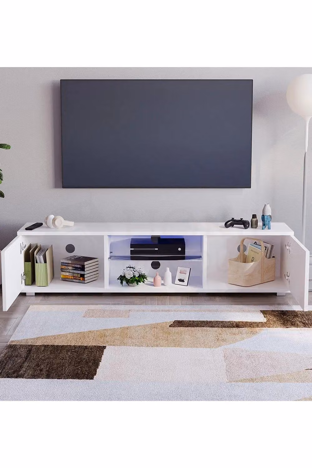 Vida Designs Cosmo 2 Door LED TV Unit, White, 160 cm – 3
