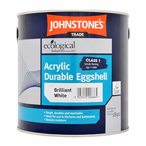 Johnstone's Trade Acrylic Eggshell Dispersion in Brilliant White, 2.5 l