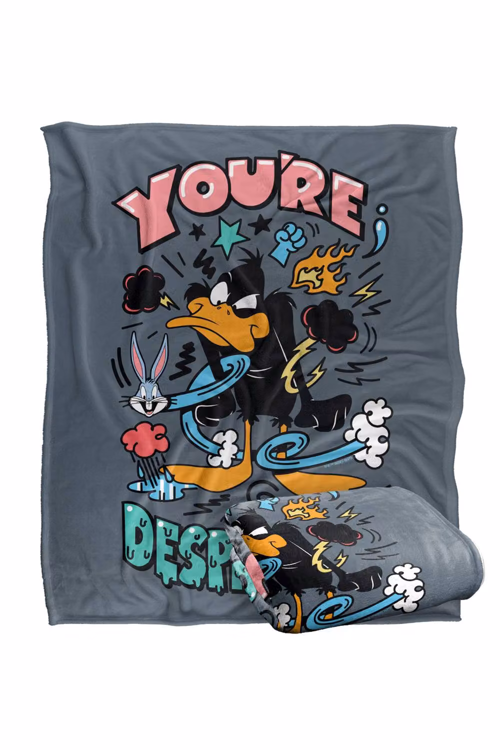 Warner Bros. Looney Tunes Daffy Duck Youre Despicable Super Soft Silky Touch Multicolour Polyester Throw for Adults, Extra Large – 2