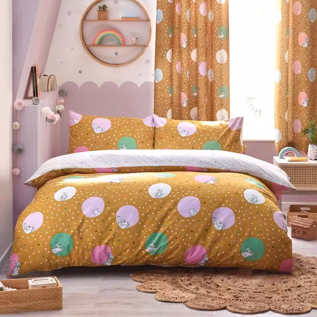 Terrys Peter Rabbit Dotty Spotted Reversible Duvet Cover Bedding Set for Children in Yellow