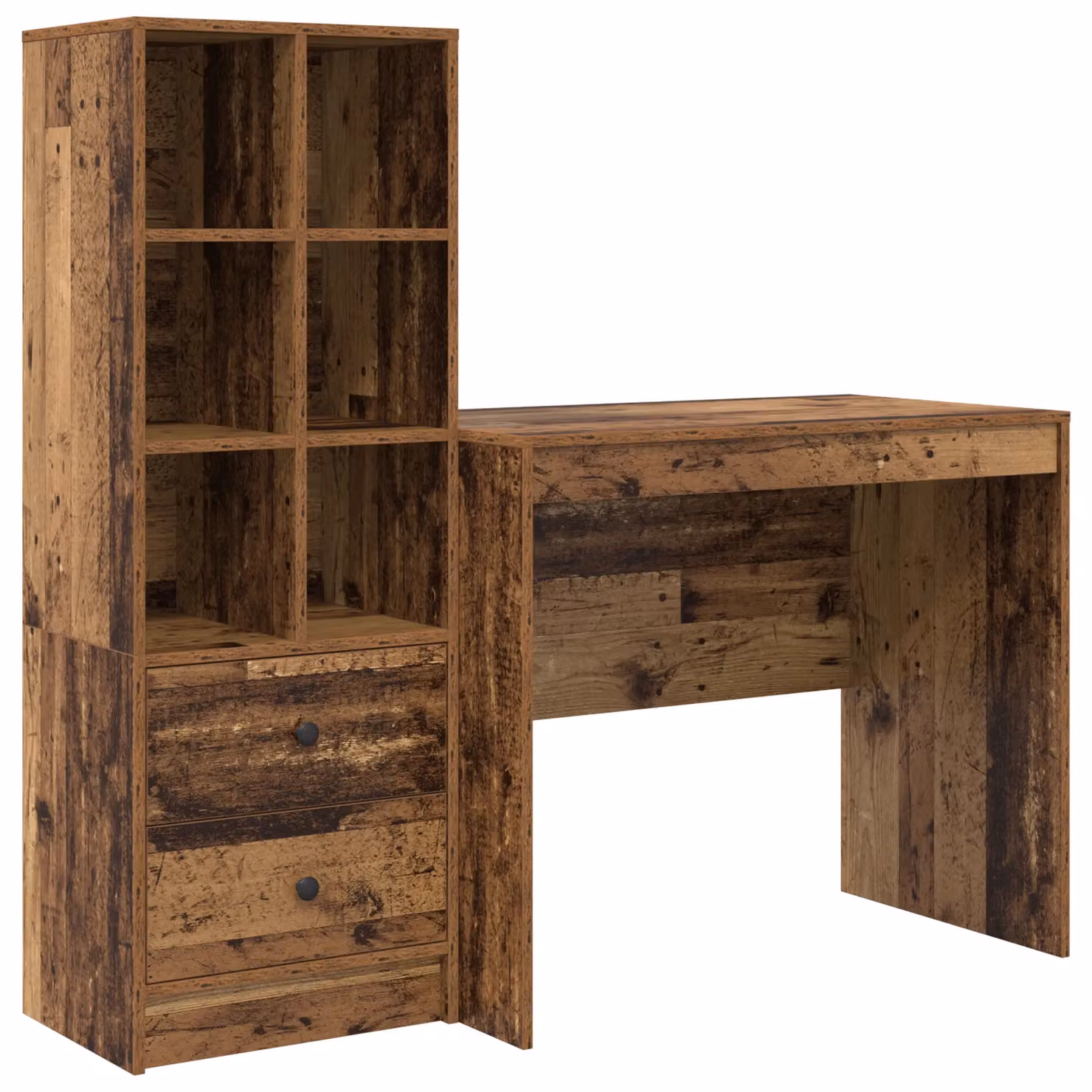 Berkfield Modern Writing Desk with Storage in Brown Old Wood Finish – 2