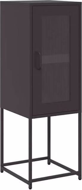 Berkfield Home Industrial Black Matt Metal Sideboard with Glass Doors, W/D/H: 36 x 39 x 107 cm