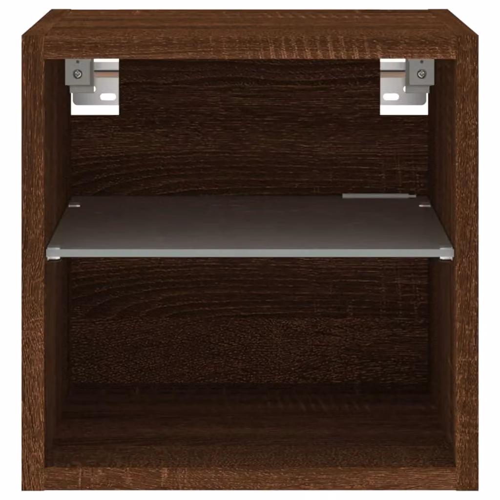 Berkfield Home Modern Wall Mounted TV Cabinets with Integrated LED Lights, Brown Oak, 2 Pack, W/D/H: 30 x 30 x 28.5 cm – 5
