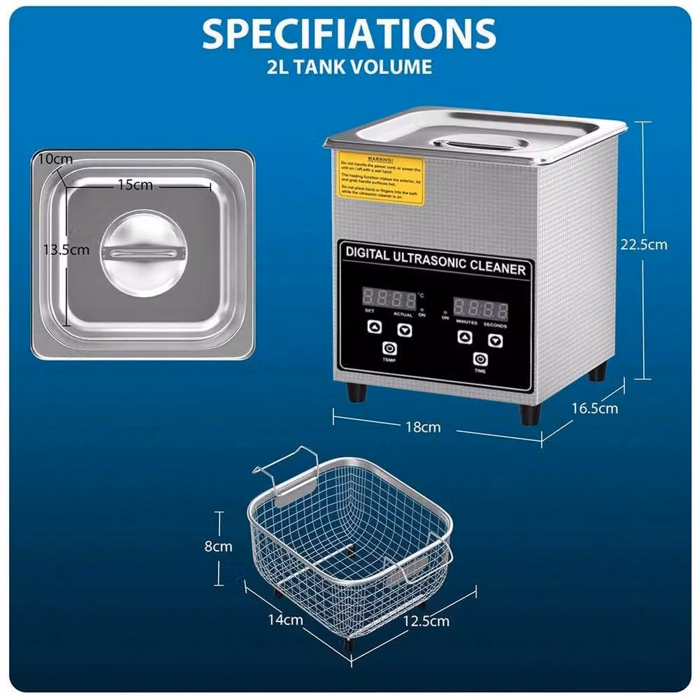 FLAVORA 2.0L Digital Ultrasonic Cleaner Tank in Silver Stainless Steel – 2