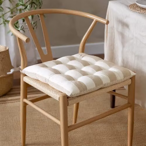 Riva Home Reversible Square Cotton Seat Pads, 2 Pack, Beige, W/D/H: 40 x 40 x 40 cm – 3