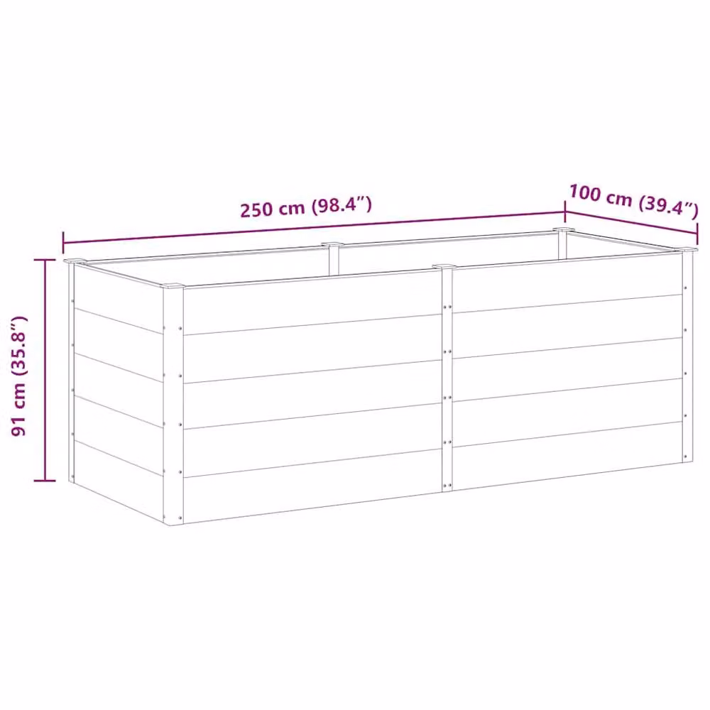 Berkfield Home Garden Grey WPC and Steel Raised Bed, W: 250 cm, D: 100 cm, H: 91 cm – 4