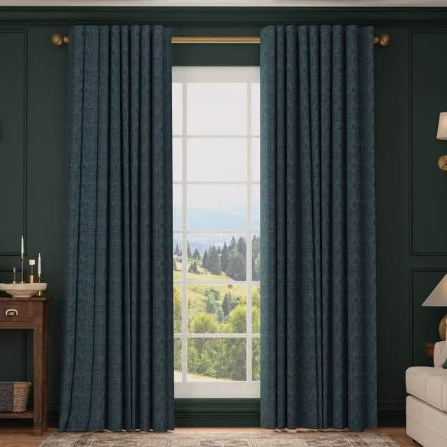 HOUSE Llewelyn-Bowen Ottoman Made To Measure Blackout Chenille Curtains in Blue Denim
