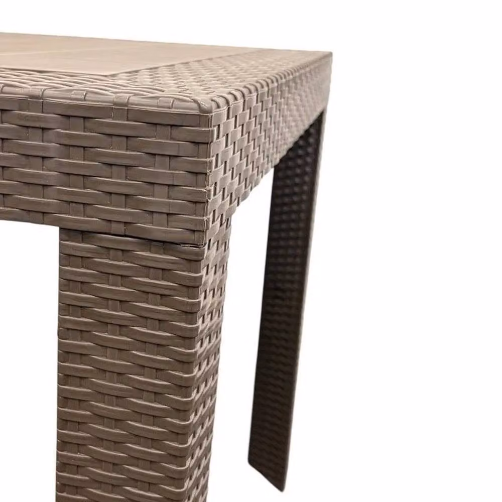 NESTLUNE Brown Wicker Garden Table W: 100 cm, D: 15 cm – 2