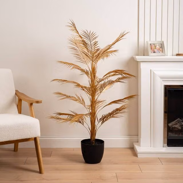 Scottish Everlastings Ltd Gold Metal Palm Tree, Height: 122 cm