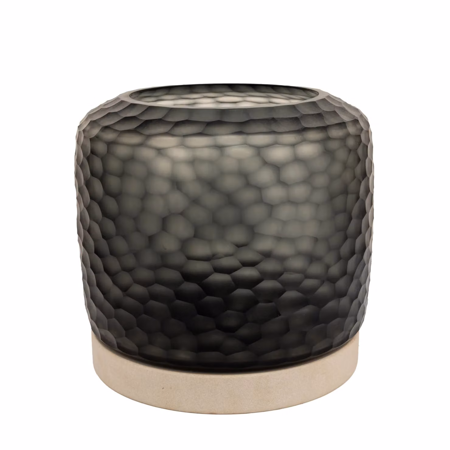 Dome Deco FOGO Hurricane M Black Glass Geometric Tabletop Candle Holder for Tealights and Pillar Candles