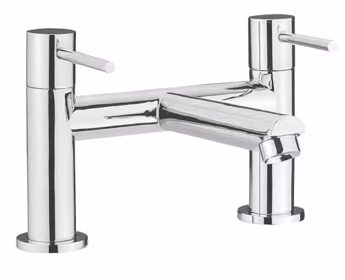 Nuie FJ313 Series Two Modern Round Two Handle Bath Filler Tap, Chrome, W/D/H: 22.6 x 14.2 x 14.6 cm