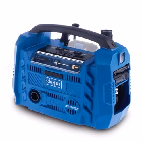 Scheppach Airforce 6 Portable Cordless Air Compressor, 20V Hybrid, 10.3 Bar, Blue