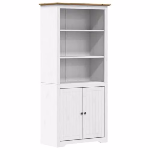 vidaXL BODO Bookcase in White and Brown, Solid Pine Wood, W/D/H: 80 x 40 x 172 cm