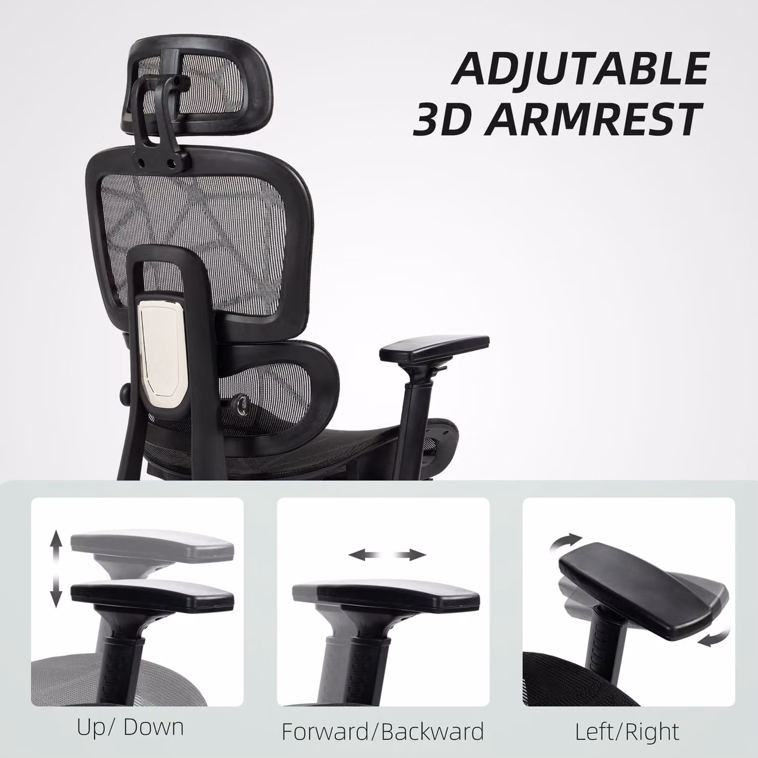 HOMCOM Black Fabric Executive Recliner Office Chair with Headrest, Armrests and Lumbar Support – 6