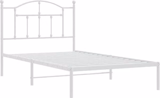 Berkfield Home Metal Bed Frame with Headboard in White, W/D/H: 100 x 200 cm – 1