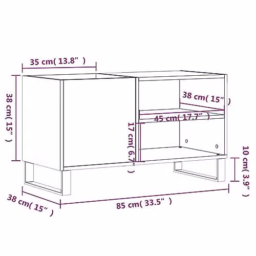 vidaXL Record Cabinet in Smoked Oak, W/D/H: 85 x 38 x 48 cm – 3