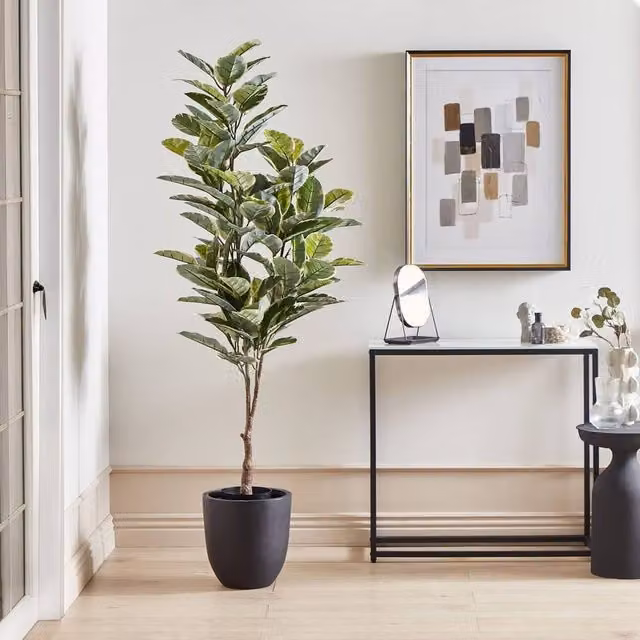Wyld and Coco 160cm Artificial Ficus Potted Tree in Green and Black Concrete Pot