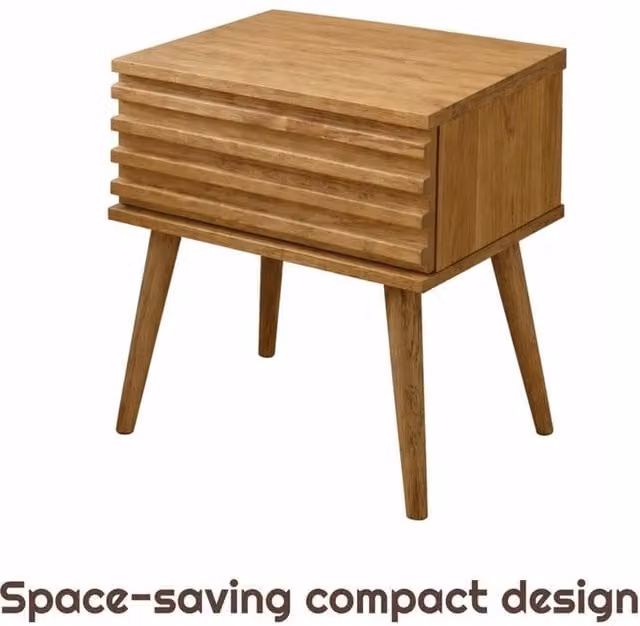 FORGEVIO Mango Wood 1 Drawer Nightstand Bedside Side Table in Natural Brown