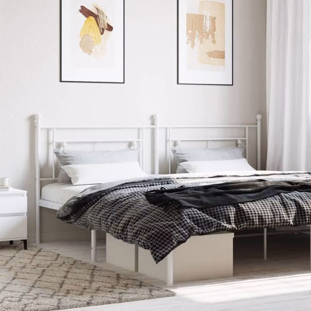 Berkfield Home Classic Metal Headboard in White – 2